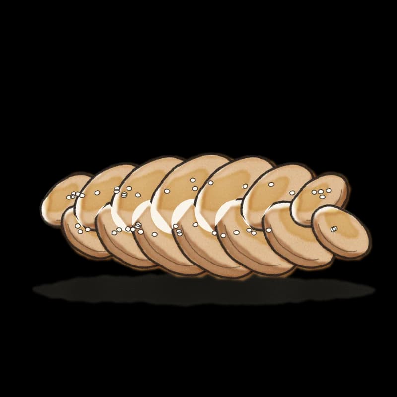 Ink and watercolor drawing of a braided cardamom loaf